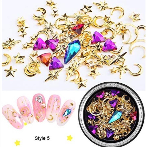 Studs Gems 3D Nail Art Rhinestones Gold Decals 6 - Picture 6 of 7